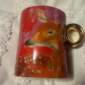 Anthropologie Lauren Carlson Walcott Red deer Mug with Gold Handle